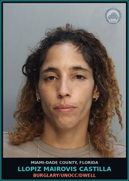 CCW arrest card for LLOPIZ MAIROVIS  CASTILLA in Miami-Dade County: BURGLARY/UNOCC/DWELL