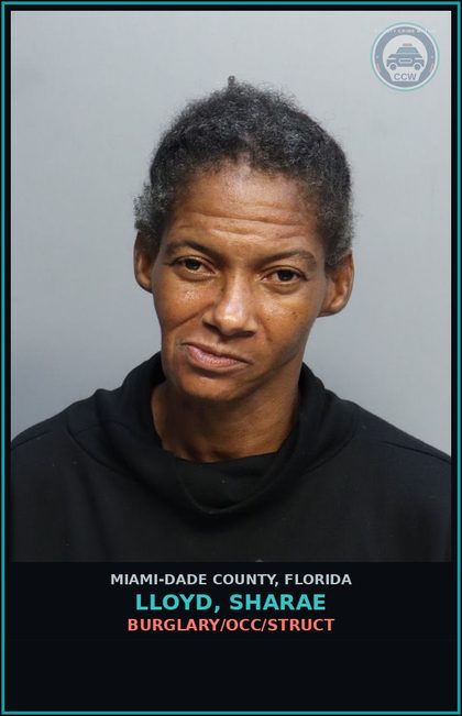 CCW arrest card for LLOYD, SHARAE in Miami-Dade County: BURGLARY/OCC/STRUCT