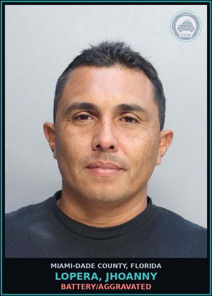 CCW arrest card for LOPERA, JHOANNY in Miami-Dade County: BATTERY/AGGRAVATED