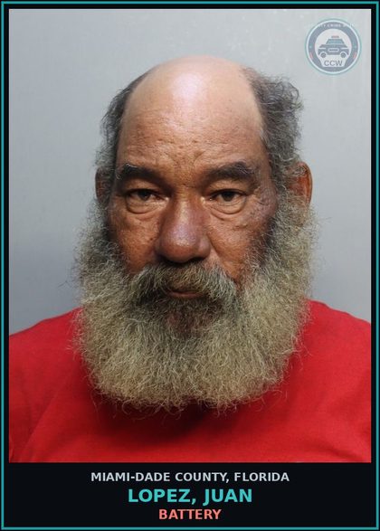 CCW arrest card for LOPEZ, JUAN in Miami-Dade County: BATTERY