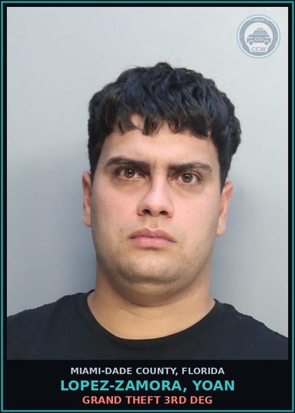 CCW arrest card for LOPEZ-ZAMORA, YOAN in Miami-Dade County: GRAND THEFT 3RD DEG
