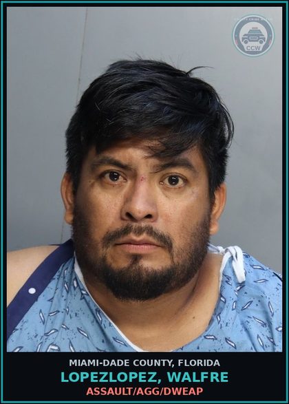 CCW arrest card for LOPEZLOPEZ, WALFRE in Miami-Dade County: ASSAULT/AGG/DWEAP