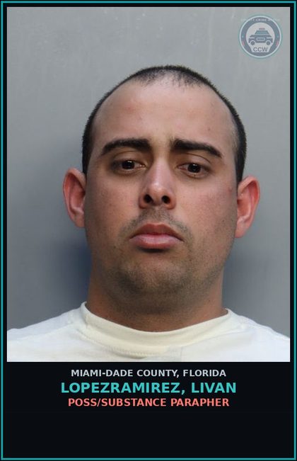 CCW arrest card for LOPEZRAMIREZ, LIVAN in Miami-Dade County: POSS/DRUG PARAPHER