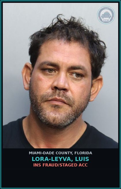 CCW arrest card for LORA-LEYVA, LUIS in Miami-Dade County: INS FRAUD/STAGED ACC