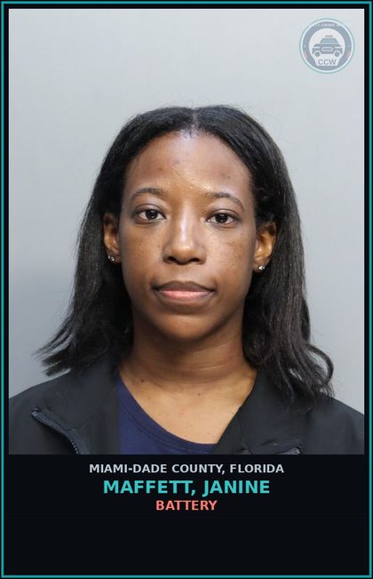 CCW arrest card for MAFFETT, JANINE in Miami-Dade County: BATTERY