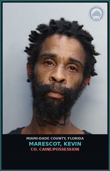 CCW arrest card for MARESCOT, KEVIN in Miami-Dade County: COCAINE/POSSESSION