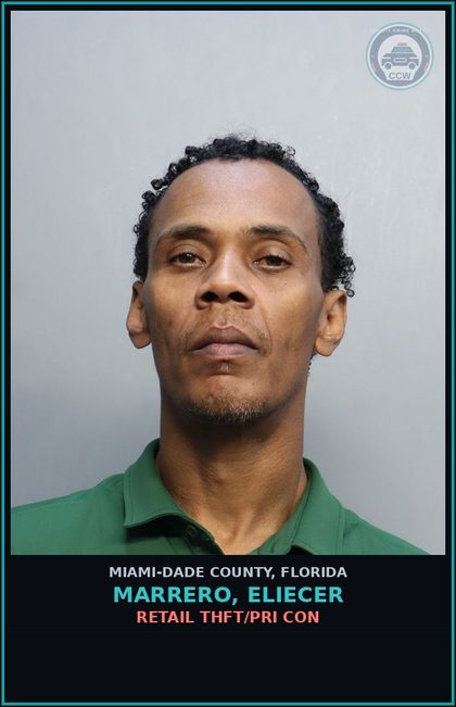 CCW arrest card for MARRERO, ELIECER in Miami-Dade County: RETAIL THFT/PRI CON