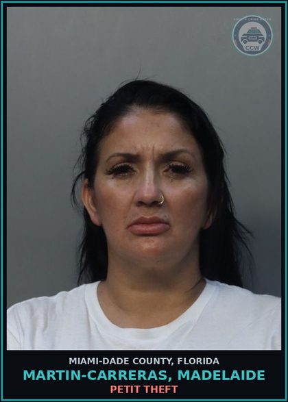 CCW arrest card for MARTIN-CARRERAS, MADELAIDE in Miami-Dade County: RETAIL THFT/PRI CON