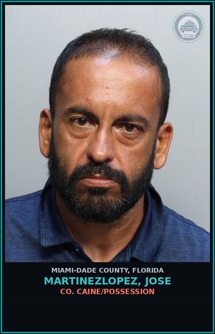 CCW arrest card for MARTINEZLOPEZ, JOSE in Miami-Dade County: COCAINE/POSSESSION