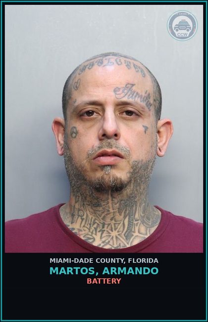 CCW arrest card for MARTOS, ARMANDO in Miami-Dade County: ROBB/SUDDEN SNATCH
