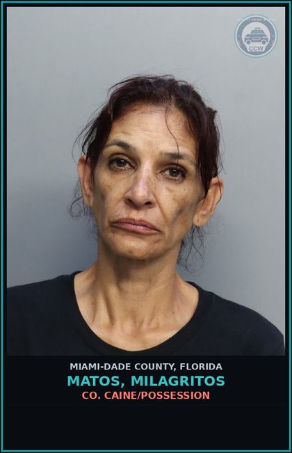CCW arrest card for MATOS, MILAGRITOS in Miami-Dade County: COCAINE/POSSESSION
