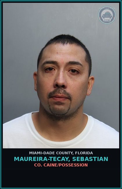 CCW arrest card for MAUREIRA-TECAY, SEBASTIAN in Miami-Dade County: COKE/SELL/DEL/W/INT