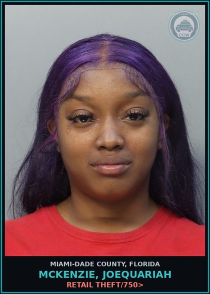CCW arrest card for MCKENZIE, JOEQUARIAH in Miami-Dade County: RETAIL THEFT/750>