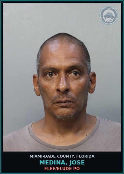 CCW arrest card for MEDINA, JOSE in Miami-Dade County: FLEE/ELUDE PO