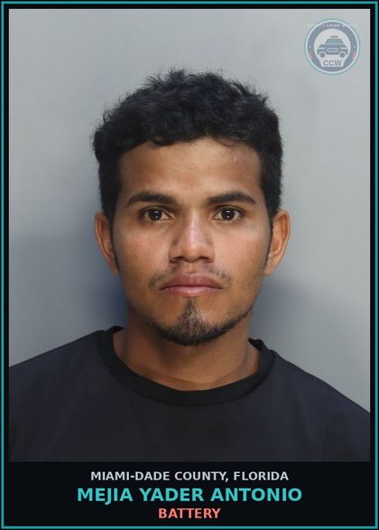 CCW arrest card for MEJIA YADER  ANTONIO in Miami-Dade County: BATTERY