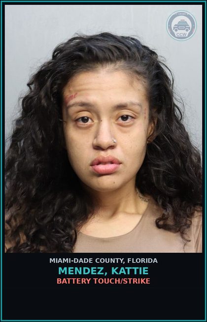 CCW arrest card for MENDEZ, KATTIE in Miami-Dade County: CONT SUBS/POSS