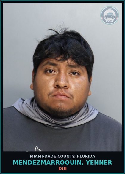 CCW arrest card for MENDEZMARROQUIN, YENNER in Miami-Dade County: DUI