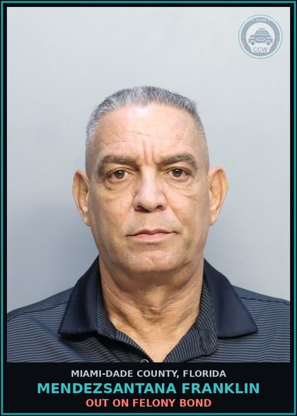 CCW arrest card for MENDEZSANTANA FRANKLIN in Miami-Dade County: Co. Caine/POSSESSION