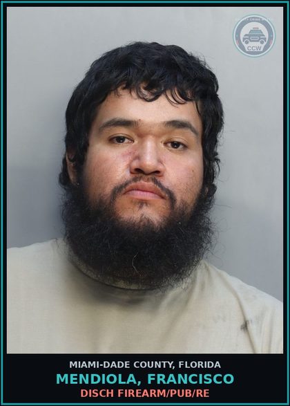 CCW arrest card for MENDIOLA, FRANCISCO in Miami-Dade County: DEADLY MISSILE/THROW