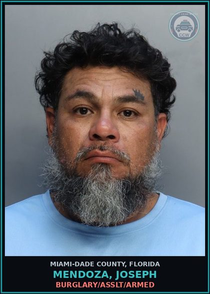 CCW arrest card for MENDOZA, JOSEPH in Miami-Dade County: BURGLARY/ASSLT/ARMED