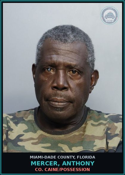 CCW arrest card for MERCER, ANTHONY in Miami-Dade County: COCAINE/POSSESSION