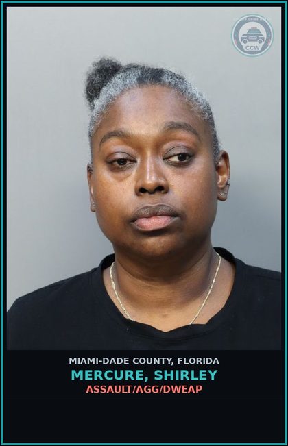 CCW arrest card for MERCURE, SHIRLEY in Miami-Dade County: ASSAULT/AGG/DWEAP