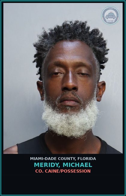 CCW arrest card for MERIDY, MICHAEL in Miami-Dade County: COCAINE/POSSESSION