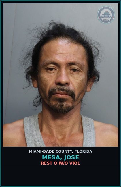 CCW arrest card for MESA, JOSE in Miami-Dade County: REST O W/O VIOL
