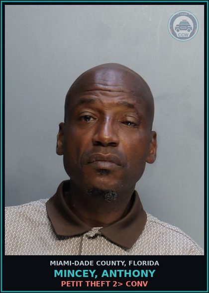 CCW arrest card for MINCEY, ANTHONY in Miami-Dade County: PETIT THEFT 2> CONV