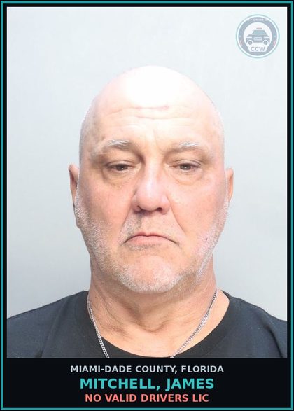 CCW arrest card for MITCHELL, JAMES in Miami-Dade County: NO VALID DRIVERS LIC