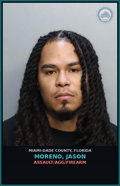 CCW arrest card for MORENO, JASON in Miami-Dade County: RBRY/ARM/FA/DW - PBL