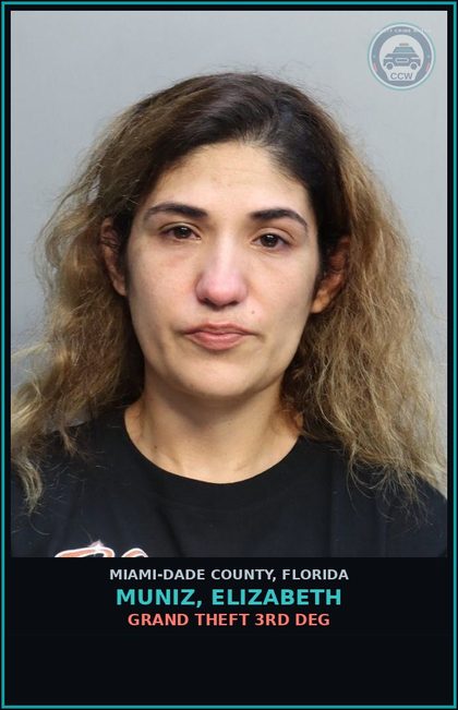 CCW arrest card for MUNIZ, ELIZABETH in Miami-Dade County: ORG SCHEME TO DEFRD