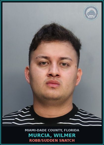CCW arrest card for MURCIA, WILMER in Miami-Dade County: ROBB/SUDDEN SNATCH