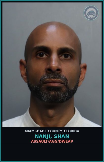 CCW arrest card for NANJI, SHAN in Miami-Dade County: ASSAULT/AGG/DWEAP