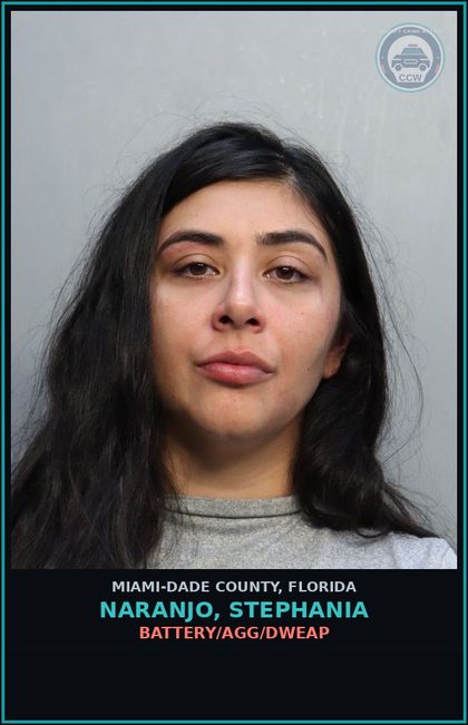 CCW arrest card for NARANJO, STEPHANIA in Miami-Dade County: BATTERY/AGG/DWEAP