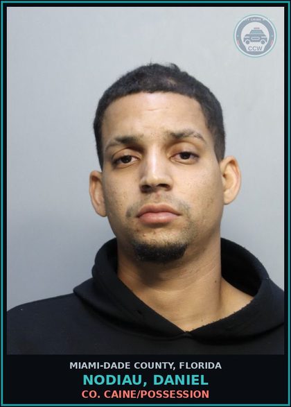 CCW arrest card for NODIAU, DANIEL in Miami-Dade County: POSS/DRUGS W/O PRESC