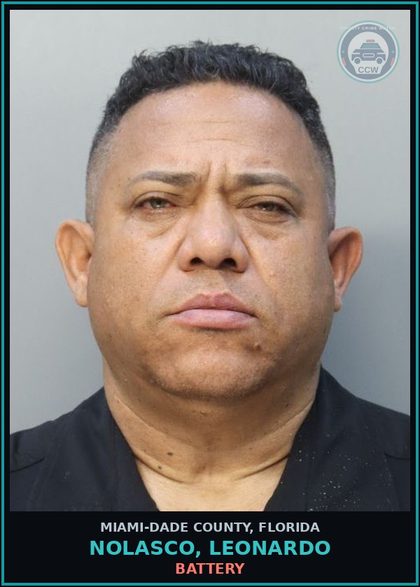 CCW arrest card for NOLASCO, LEONARDO in Miami-Dade County: BATTERY