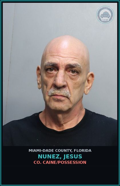 CCW arrest card for NUNEZ, JESUS in Miami-Dade County: COCAINE/POSSESSION