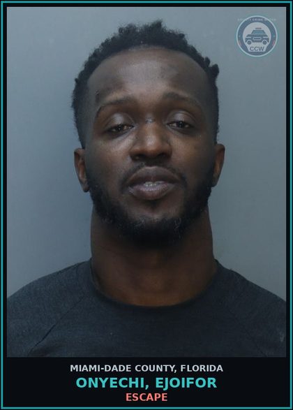 CCW arrest card for ONYECHI, EJOIFOR in Miami-Dade County: ESCAPE