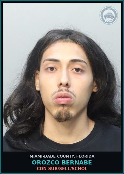CCW arrest card for OROZCO BERNABE in Miami-Dade County: CON SUB/SELL/SCHOL