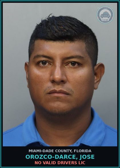 CCW arrest card for OROZCO-DARCE, JOSE in Miami-Dade County: NO VALID DRIVERS LIC