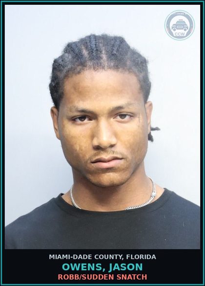 CCW arrest card for OWENS, JASON in Miami-Dade County: ROBB/SUDDEN SNATCH