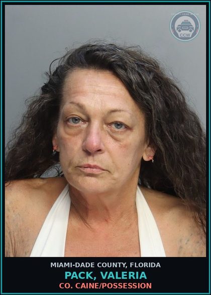 CCW arrest card for PACK, VALERIA in Miami-Dade County: CONT SUBS/POSS