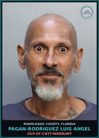 CCW arrest card for PAGAN-RODRIGUEZ LUIS  ANGEL in Miami-Dade County: OUT-OF-CNTY/WARRANT