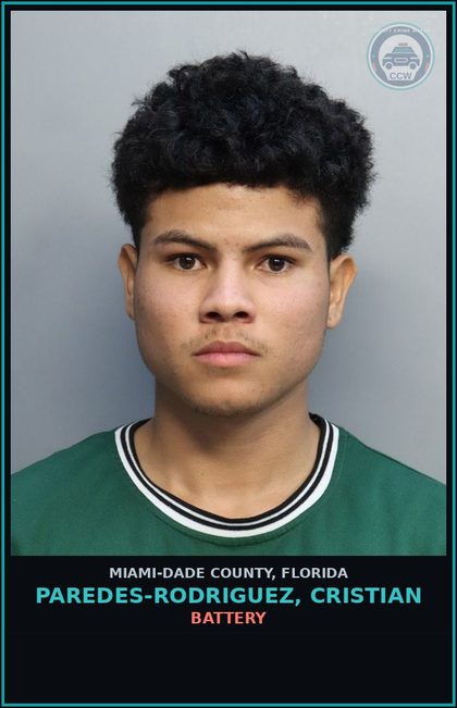 CCW arrest card for PAREDES-RODRIGUEZ, CRISTIAN in Miami-Dade County: BATTERY