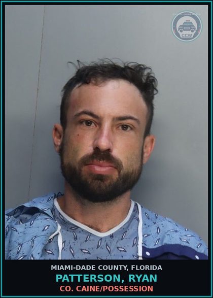 CCW arrest card for PATTERSON, RYAN in Miami-Dade County: COCAINE/POSSESSION