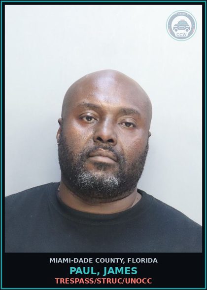 CCW arrest card for PAUL, JAMES in Miami-Dade County: COC/SELL/POSS/W/INT