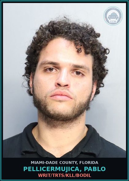 CCW arrest card for PELLICERMUJICA, PABLO in Miami-Dade County: WRIT/TRTS/KILL/BODIL
