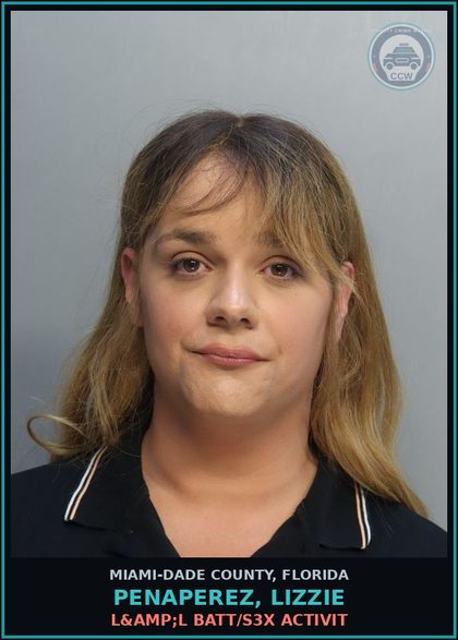 CCW arrest card for PENAPEREZ, LIZZIE in Miami-Dade County: L&amp;L BATT/s3x ACTIVIT