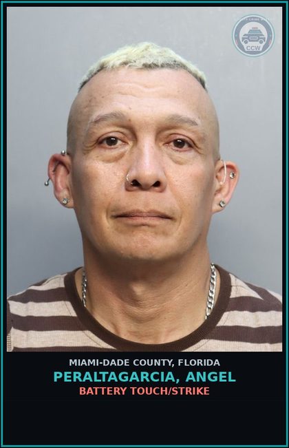 CCW arrest card for PERALTAGARCIA, ANGEL in Miami-Dade County: BATTERY TOUCH/STRIKE